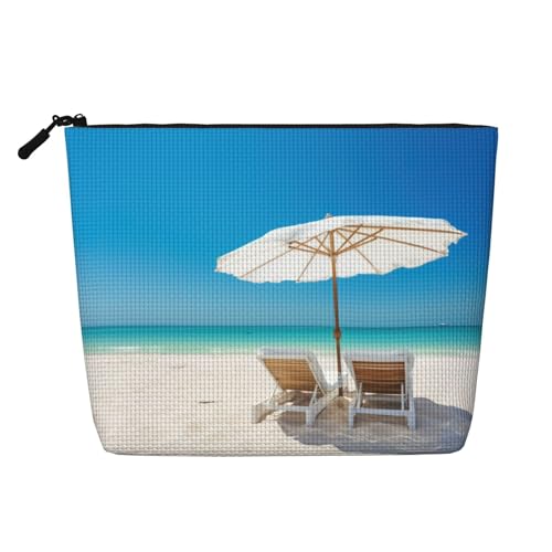 HDSKFNS Kosmetiktasche mit entspanntem Strandaufdruck, Make-up-Tasche für Damen, Reise-Make-up-Tasche mit Reißverschluss, ideal für den täglichen Gebrauch, Reisen, Schwarz, Einheitsgröße von HDSKFNS