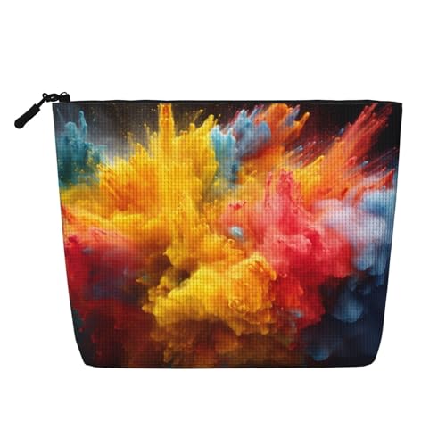 HDSKFNS Kosmetiktasche mit farbigem Puderdruck, Make-up-Tasche für Damen, Reise-Make-up-Tasche mit Reißverschluss, ideal für den täglichen Gebrauch auf Reisen von HDSKFNS