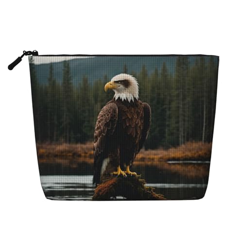 HDSKFNS Kosmetiktasche mit fliegendem Adleraufdruck, Make-up-Tasche für Damen, Reise-Make-up-Tasche mit Reißverschluss, ideal für den täglichen Gebrauch, Reisen, Schwarz, Einheitsgröße von HDSKFNS