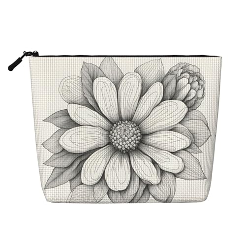 HDSKFNS Kosmetiktasche mit handgezeichnetem Blumendruck, Make-up-Tasche für Damen, Reise-Make-up-Tasche mit Reißverschluss, ideal für den täglichen Gebrauch, Reisen, Schwarz, Einheitsgröße von HDSKFNS