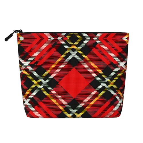 HDSKFNS Kosmetiktasche mit kariertem rotem und schwarzem Druck, für Damen, Reise-Make-up-Tasche mit Reißverschluss, ideal für den täglichen Gebrauch und Reisen von HDSKFNS