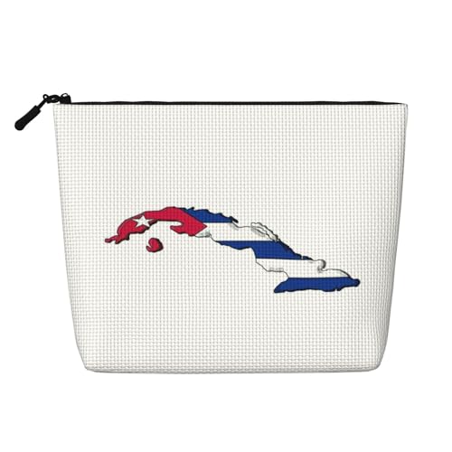 HDSKFNS Kosmetiktasche mit kubanischer Flagge, Make-up-Tasche für Damen, Reise-Make-up-Tasche mit Reißverschluss, ideal für den täglichen Gebrauch und Reisen von HDSKFNS