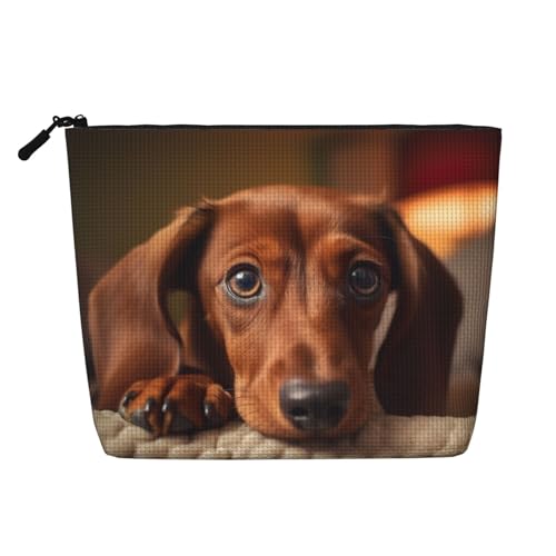 HDSKFNS Kosmetiktasche mit niedlichem Dackel-Motiv, Make-up-Tasche für Damen, Reise-Make-up-Tasche mit Reißverschluss, ideal für den täglichen Gebrauch auf Reisen von HDSKFNS