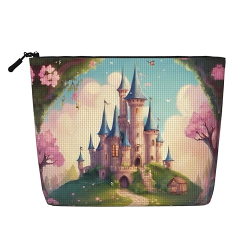 HDSKFNS Kosmetiktasche mit niedlichem Märchenmotiv, Castle04, für Damen, Reise-Make-up-Tasche mit Reißverschluss, ideal für den täglichen Gebrauch und Reisen von HDSKFNS