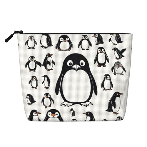 HDSKFNS Kosmetiktasche mit niedlichem Pinguin-Druck, Make-up-Tasche für Damen, Reise-Make-up-Tasche mit Reißverschluss, ideal für den täglichen Gebrauch, Reisen, Schwarz, Einheitsgröße von HDSKFNS