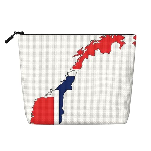 HDSKFNS Kosmetiktasche mit norwegischer Flagge, Kartendruck, Make-up-Tasche für Damen, Reise-Make-up-Tasche mit Reißverschluss, ideal für den täglichen Gebrauch auf Reisen von HDSKFNS