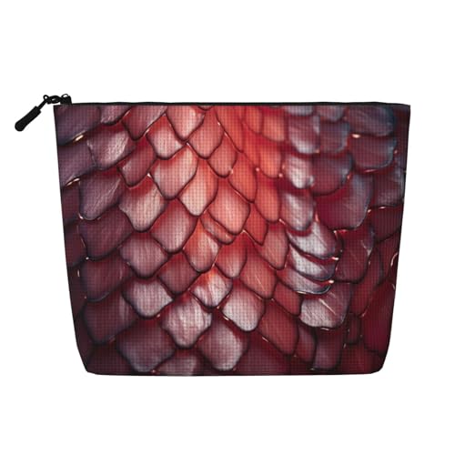 HDSKFNS Kosmetiktasche mit rotem Fischschuppen-Druck, Make-up-Tasche für Damen, Reise-Make-up-Tasche mit Reißverschluss, ideal für den täglichen Gebrauch auf Reisen von HDSKFNS