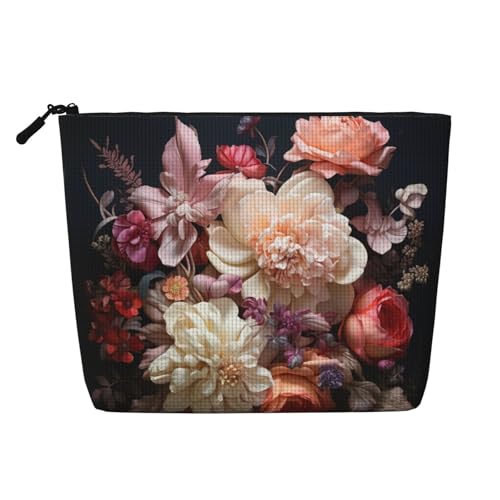 HDSKFNS Kosmetiktasche mit schönem Blumenmuster, Make-up-Tasche für Damen, Reise-Make-up-Tasche mit Reißverschluss, ideal für den täglichen Gebrauch auf Reisen von HDSKFNS