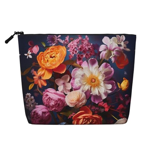 HDSKFNS Kosmetiktasche mit schönen Blumen und 2 Drucken, Make-up-Tasche für Damen, Reise-Make-up-Tasche mit Reißverschluss, ideal für den täglichen Gebrauch und Reisen von HDSKFNS