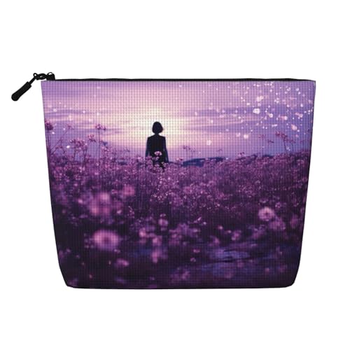 HDSKFNS Kosmetiktasche mit violettem Aufdruck, Make-up-Tasche für Damen, Reise-Make-up-Tasche mit Reißverschluss, ideal für den täglichen Gebrauch auf Reisen HDSKFNS Kosmetiktasche mit violettem Aufdruck, Make-up-Tasche für Damen, Reise-Make-up-Tasche mit Reißverschluss, ideal für den täglichen Gebrauch auf Reisen von HDSKFNS