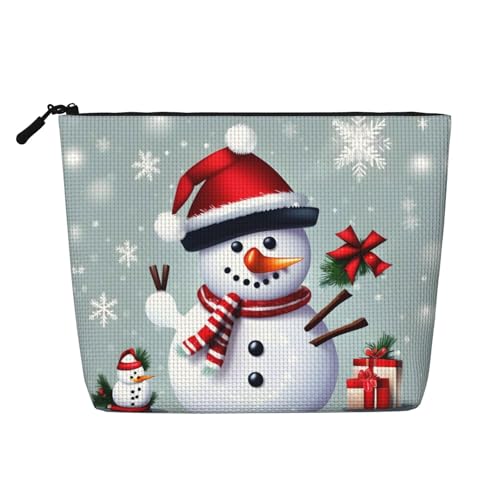 HDSKFNS Kosmetiktasche mit weihnachtlichem Schneemann-Aufdruck, Make-up-Tasche für Damen, Reise-Make-up-Tasche mit Reißverschluss, ideal für den täglichen Gebrauch auf Reisen von HDSKFNS