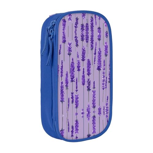 HDSKFNS Niedliches Federmäppchen mit Lavendel-Stempeldruck, großes Fassungsvermögen, Federmäppchen, Reißverschluss, Stiftebox, Oxford-Stoff von HDSKFNS
