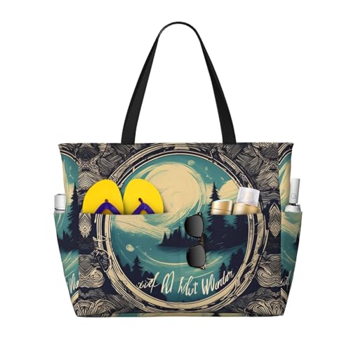 HDSKFNS Reisetasche mit Aufschrift "Not All Who Wander Are Lost", 1 Druck, große Kapazität, faltbare Pooltasche, Reißverschluss, Handtaschen, Urlaub von HDSKFNS