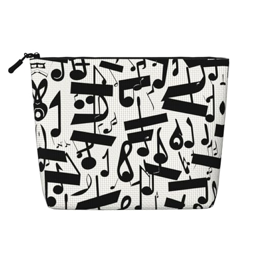 HDSKFNS Schwarze Kosmetiktasche mit Musiknoten-Druck, Make-up-Tasche für Damen, Reise-Make-up-Tasche mit Reißverschluss, ideal für den täglichen Gebrauch auf Reisen von HDSKFNS