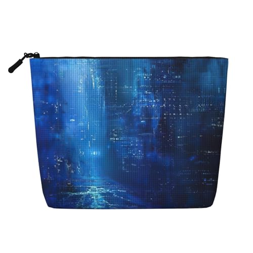 HDSKFNS The Blue Binary Print Kosmetiktasche für Damen, Reise-Make-up-Tasche mit Reißverschluss, ideal für den täglichen Gebrauch auf Reisen von HDSKFNS