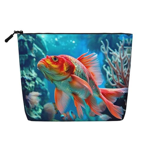 HDSKFNS Underwater World Kosmetiktasche mit Fischaufdruck, für Damen, Reise-Make-up-Tasche mit Reißverschluss, ideal für den täglichen Gebrauch und Reisen von HDSKFNS