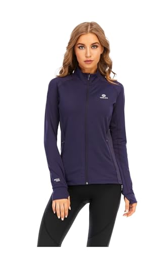 HDTIYUYP Damen Sportjacke UV Trainingsjacke - Laufjacke Leicht Langarm mit Reißverschluss Taschen Full Zip Wanderjacke Frauen Workout Jacke Lila 3XL von HDTIYUYP