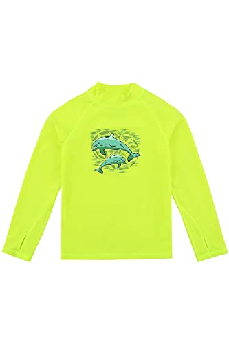 HDTIYUYP Badeshirt UV Jungen Kinder - UV Schutz Shirt Langram Schwimm Tshirt Kind Rashguard Surfer Tshirt Strand Shirt mit Daumenloch Neongelb 13 Jahre von HDTIYUYP