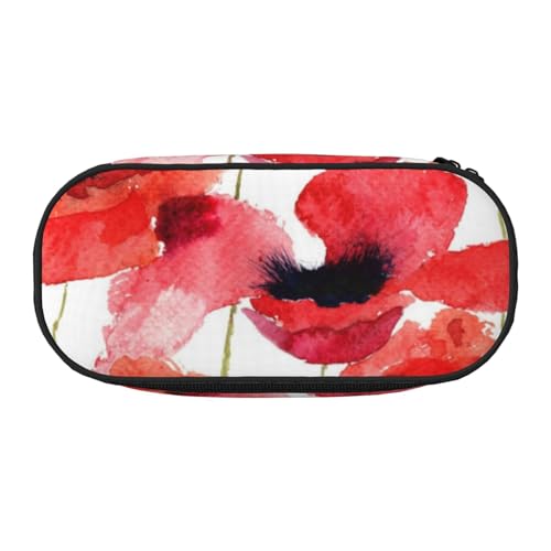 HDTVTV Aquarell Mohnblumen Bleistiftbeutel Stiftetui Tragbare Bleistifttasche Mit Reißverschluss Kosmetiktasche Tasche von HDTVTV