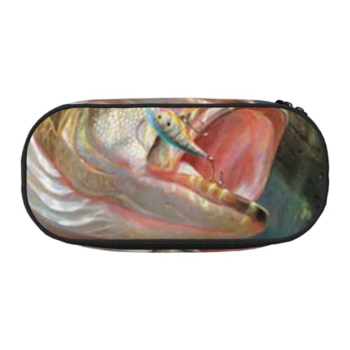 HDTVTV Bassfisch-Springhaken Bleistiftbeutel Stiftetui Tragbare Bleistifttasche Mit Reißverschluss Kosmetiktasche Tasche von HDTVTV