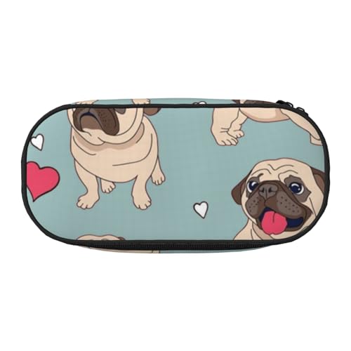 HDTVTV Blauer Mops Sticker Bleistiftbeutel Stiftetui Tragbare Bleistifttasche Mit Reißverschluss Kosmetiktasche Tasche von HDTVTV