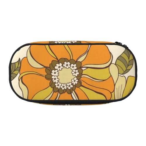 HDTVTV Bunte Retro 70er Jahre Blume Bleistiftbeutel Stiftetui Tragbare Bleistifttasche Mit Reißverschluss Kosmetiktasche Tasche von HDTVTV