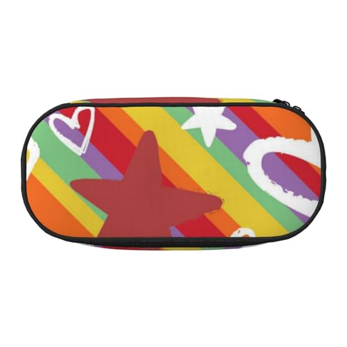 HDTVTV Buntes Herz- und Sternmuster Bleistiftbeutel Stiftetui Tragbare Bleistifttasche Mit Reißverschluss Kosmetiktasche Tasche von HDTVTV