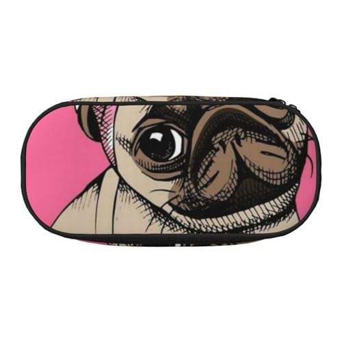 HDTVTV Cartoon rosa Schleife Mops Bleistiftbeutel Stiftetui Tragbare Bleistifttasche Mit Reißverschluss Kosmetiktasche Tasche von HDTVTV