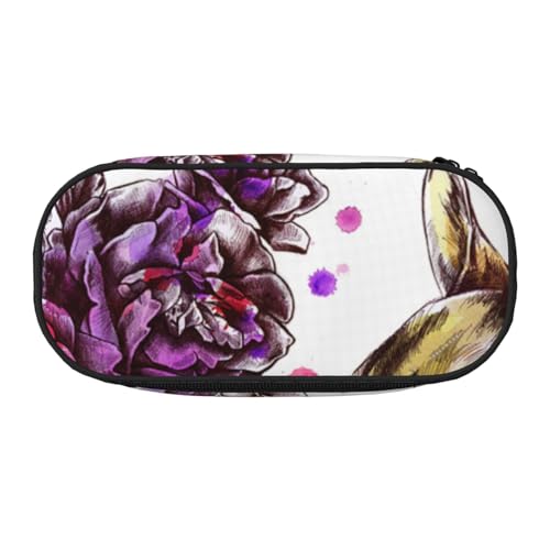 HDTVTV Chihuahua und Rose Bleistiftbeutel Stiftetui Tragbare Bleistifttasche Mit Reißverschluss Kosmetiktasche Tasche von HDTVTV