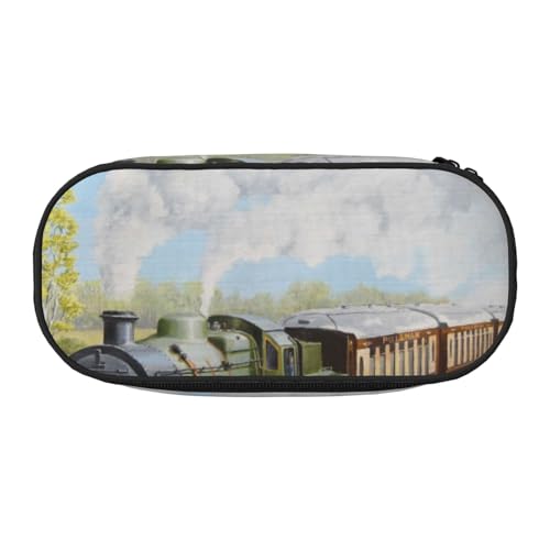 HDTVTV Dampfzug und Eisenbahn Bleistiftbeutel Stiftetui Tragbare Bleistifttasche Mit Reißverschluss Kosmetiktasche Tasche von HDTVTV