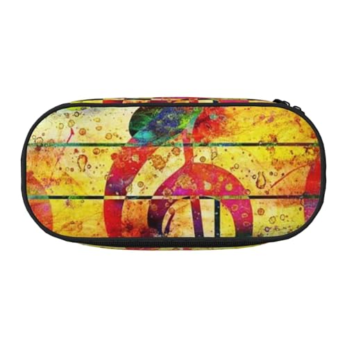 HDTVTV Drucken Musik Note Bunte Holz Bleistiftbeutel Stiftetui Tragbare Bleistifttasche Mit Reißverschluss Kosmetiktasche Tasche von HDTVTV