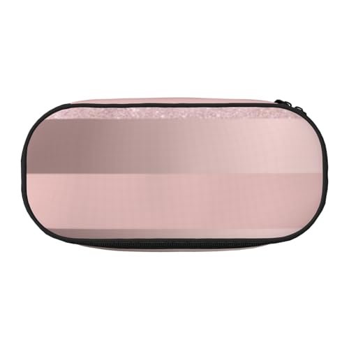 HDTVTV Eleganter Roségold-Glitzer-Rosé-Streifen Bleistiftbeutel Stiftetui Tragbare Bleistifttasche Mit Reißverschluss Kosmetiktasche Tasche von HDTVTV