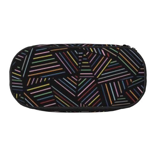 HDTVTV Geometrischer linearer Regenbogen 3D gedruckt Bleistiftbeutel Stiftetui Tragbare Bleistifttasche Mit Reißverschluss Kosmetiktasche Tasche von HDTVTV