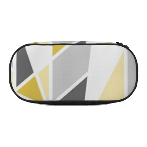 HDTVTV Geometrisches Muster in Gelb und Grau Bleistiftbeutel Stiftetui Tragbare Bleistifttasche Mit Reißverschluss Kosmetiktasche Tasche von HDTVTV