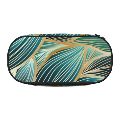 HDTVTV Gold und Grün Webstruktur Bleistiftbeutel Stiftetui Tragbare Bleistifttasche Mit Reißverschluss Kosmetiktasche Tasche von HDTVTV