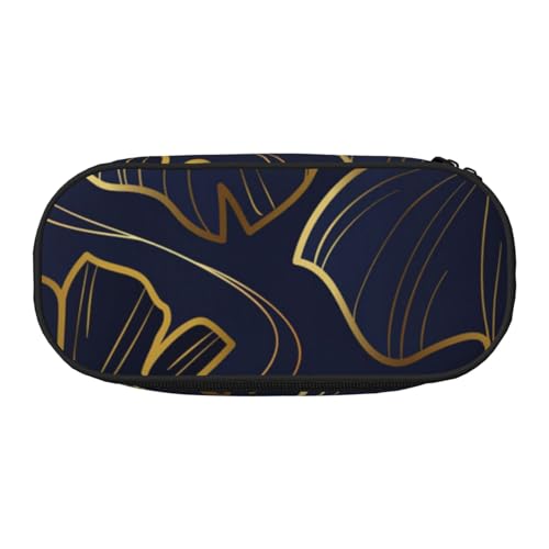 HDTVTV Goldenes Linear mit Farbverlauf und Ginkgo-Biloba-Blättern Bleistiftbeutel Stiftetui Tragbare Bleistifttasche Mit Reißverschluss Kosmetiktasche Tasche von HDTVTV