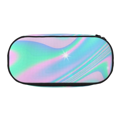 HDTVTV Holographischer Abstrakter Hintergrund in Pastell Neon Bleistiftbeutel Stiftetui Tragbare Bleistifttasche Mit Reißverschluss Kosmetiktasche Tasche von HDTVTV