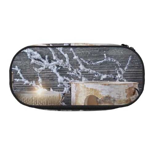 HDTVTV Kerze Winter Bleistiftbeutel Stiftetui Tragbare Bleistifttasche Mit Reißverschluss Kosmetiktasche Tasche von HDTVTV