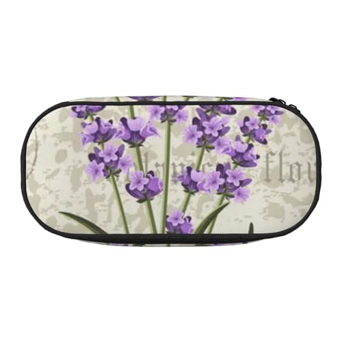 HDTVTV Lavendel auf Vintage Postkarte Bleistiftbeutel Stiftetui Tragbare Bleistifttasche Mit Reißverschluss Kosmetiktasche Tasche von HDTVTV