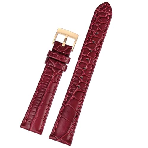 HDTVTV Leder Uhrenband 12-24mm Leder Uhrengurtarmband, Weinrote Rose, 17mm von HDTVTV