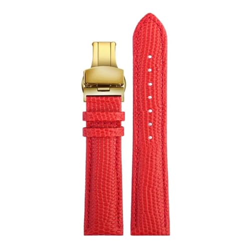 HDTVTV Leder Uhrenband 16-22mm Uhrenbänder Armband mit Stiftschnalle, rotes Gold, 16mm von HDTVTV