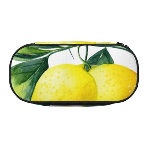 HDTVTV Leuchtend gelbe Zitrone, frisches Obst Bleistiftbeutel Stiftetui Tragbare Bleistifttasche Mit Reißverschluss Kosmetiktasche Tasche von HDTVTV