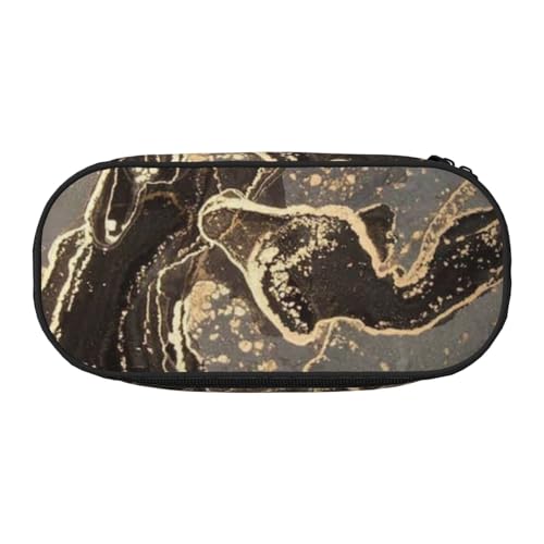 HDTVTV Luxuriöser Schwarzgoldmarmor Bleistiftbeutel Stiftetui Tragbare Bleistifttasche Mit Reißverschluss Kosmetiktasche Tasche von HDTVTV