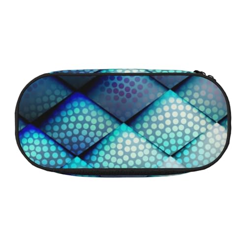 HDTVTV Marineblaues geometrisches Muster Bleistiftbeutel Stiftetui Tragbare Bleistifttasche Mit Reißverschluss Kosmetiktasche Tasche von HDTVTV