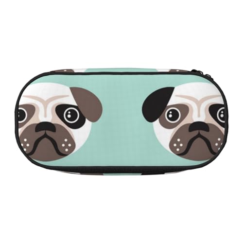 HDTVTV Mops Blauer Welpe Illustration Kindermuster Bleistiftbeutel Stiftetui Tragbare Bleistifttasche Mit Reißverschluss Kosmetiktasche Tasche von HDTVTV