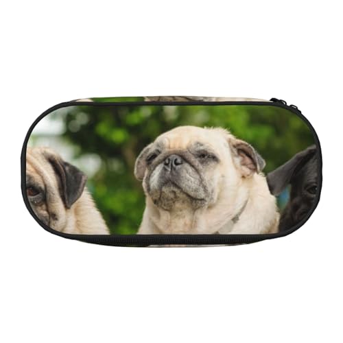 HDTVTV Mops Freundschaft Bokeh Hunde Haustiere Freunde Mops Bleistiftbeutel Stiftetui Tragbare Bleistifttasche Mit Reißverschluss Kosmetiktasche Tasche von HDTVTV