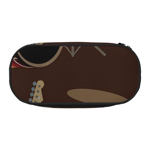 HDTVTV Rock-Muster von Retro-Schlagzeug Bleistiftbeutel Stiftetui Tragbare Bleistifttasche Mit Reißverschluss Kosmetiktasche Tasche von HDTVTV