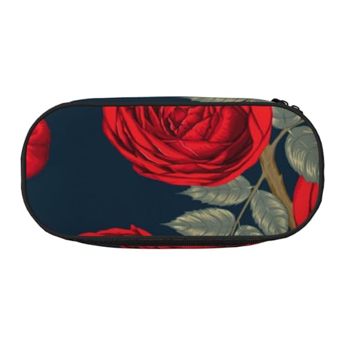 HDTVTV Rote Rosen Blumen Bleistiftbeutel Stiftetui Tragbare Bleistifttasche Mit Reißverschluss Kosmetiktasche Tasche von HDTVTV