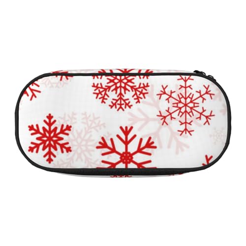 HDTVTV Rote Schneeflocke Weiße Weihnachten Bleistiftbeutel Stiftetui Tragbare Bleistifttasche Mit Reißverschluss Kosmetiktasche Tasche von HDTVTV