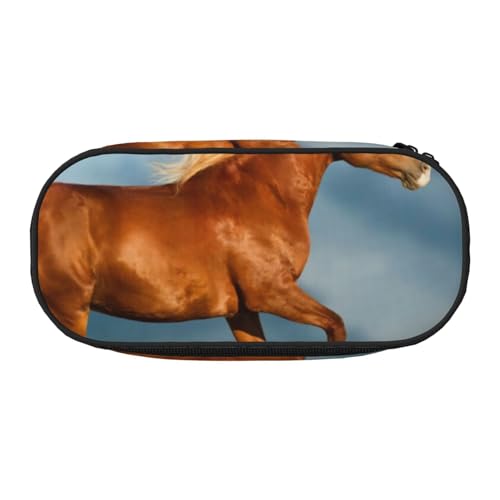 HDTVTV Rotes rennendes Pferd Bleistiftbeutel Stiftetui Tragbare Bleistifttasche Mit Reißverschluss Kosmetiktasche Tasche von HDTVTV